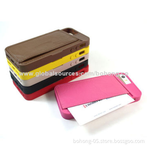 TPU Cases for iPhone 5s, trench to paste PU case (PU with card hole), different colors available